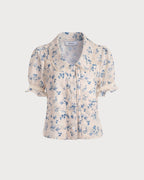 Camille •  Blusa floral romántica con cuello delicado