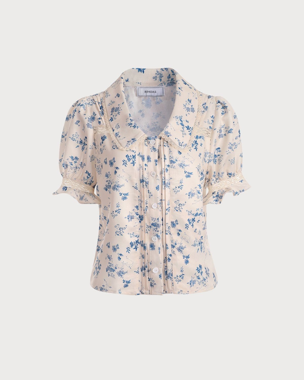 Camille •  Blusa floral romántica con cuello delicado