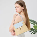 Celia • Bolso Bandolera de Rafia con Solapa de Colores