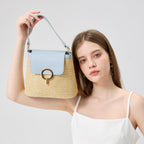 Celia • Bolso Bandolera de Rafia con Solapa de Colores