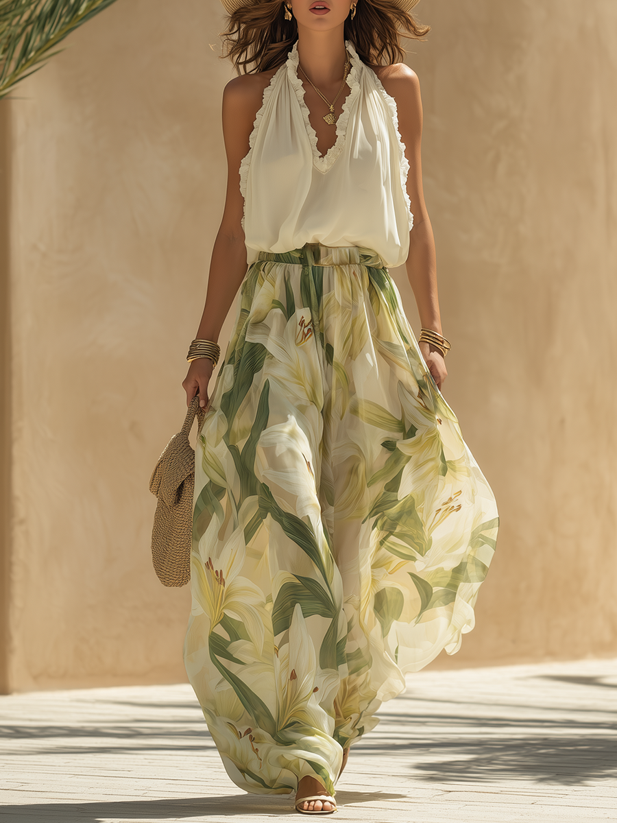 Esther • Conjunto Fluido Impreso Lirio Elegante