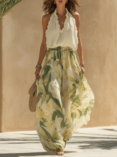 Esther • Conjunto Fluido Impreso Lirio Elegante