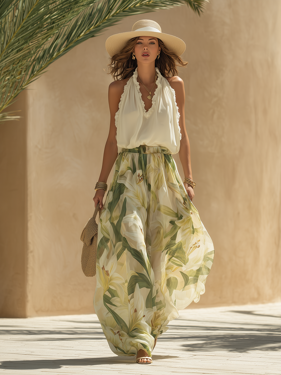 Esther • Conjunto Fluido Impreso Lirio Elegante