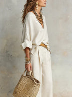 Amelia • Conjunto de pantalón palazzo sofisticado