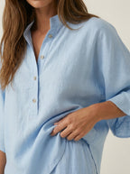 Maribel - Conjunto de Lino con Mangas Murciélago y Pantalón Ancho