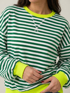 Isabella - Camiseta Manga Larga a Rayas con Cuello Redondo