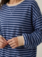 Isabella - Camiseta Manga Larga a Rayas con Cuello Redondo