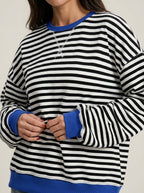 Isabella - Camiseta Manga Larga a Rayas con Cuello Redondo