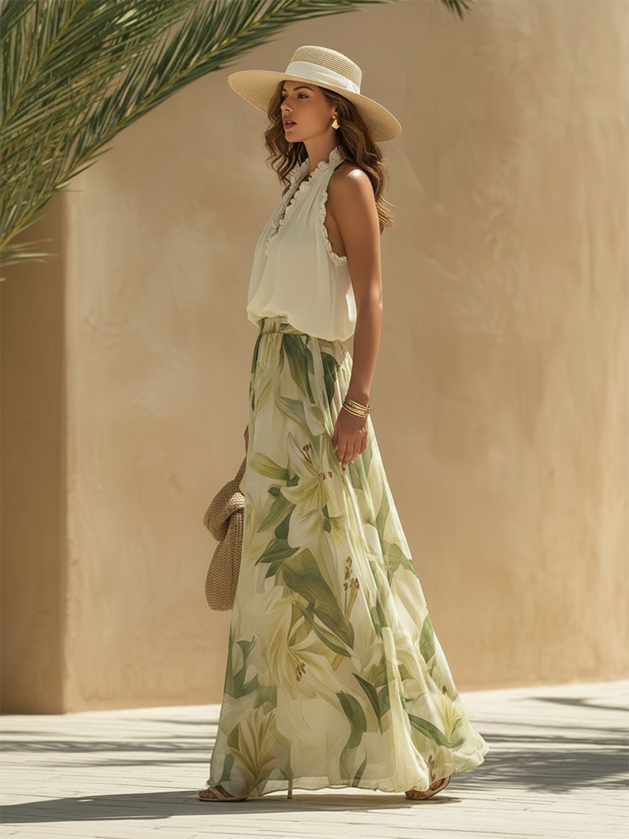 Esther • Conjunto Fluido Impreso Lirio Elegante