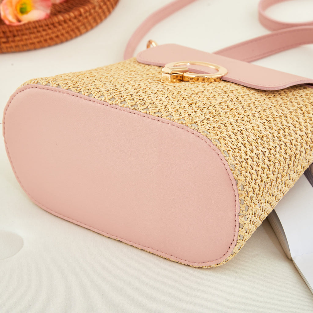Celia • Bolso Bandolera de Rafia con Solapa de Colores