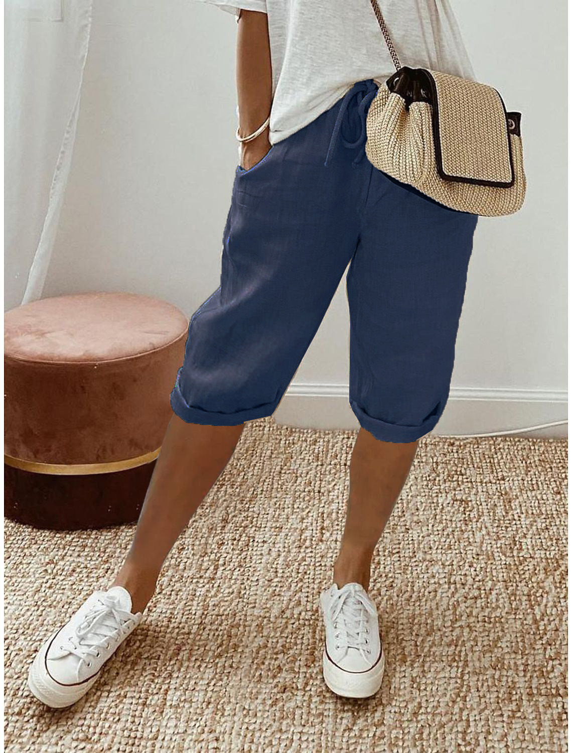 Sofia •  Pantalón capri de lino elegante