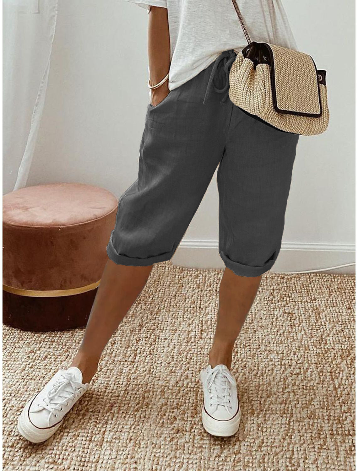 Sofia •  Pantalón capri de lino elegante