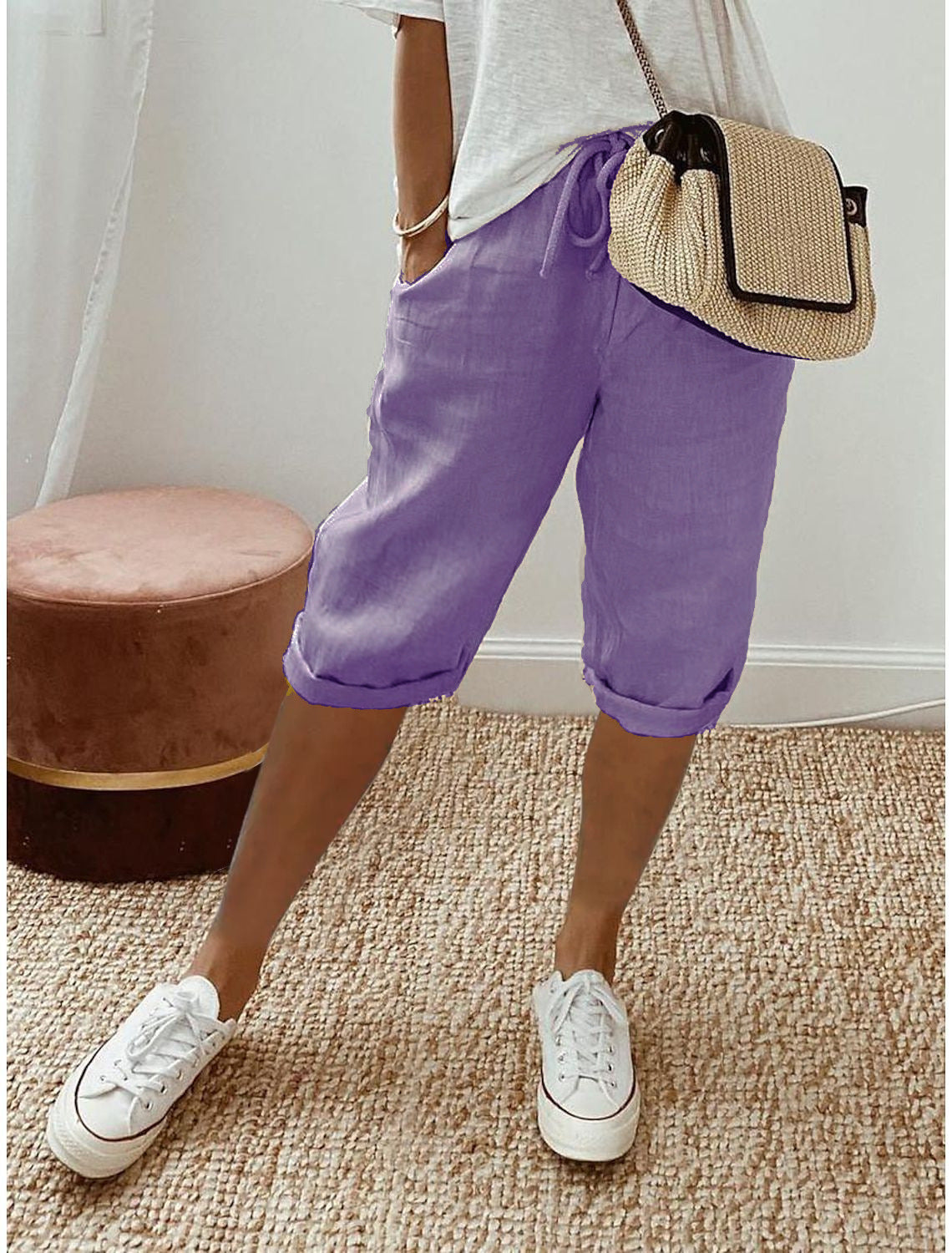 Sofia •  Pantalón capri de lino elegante
