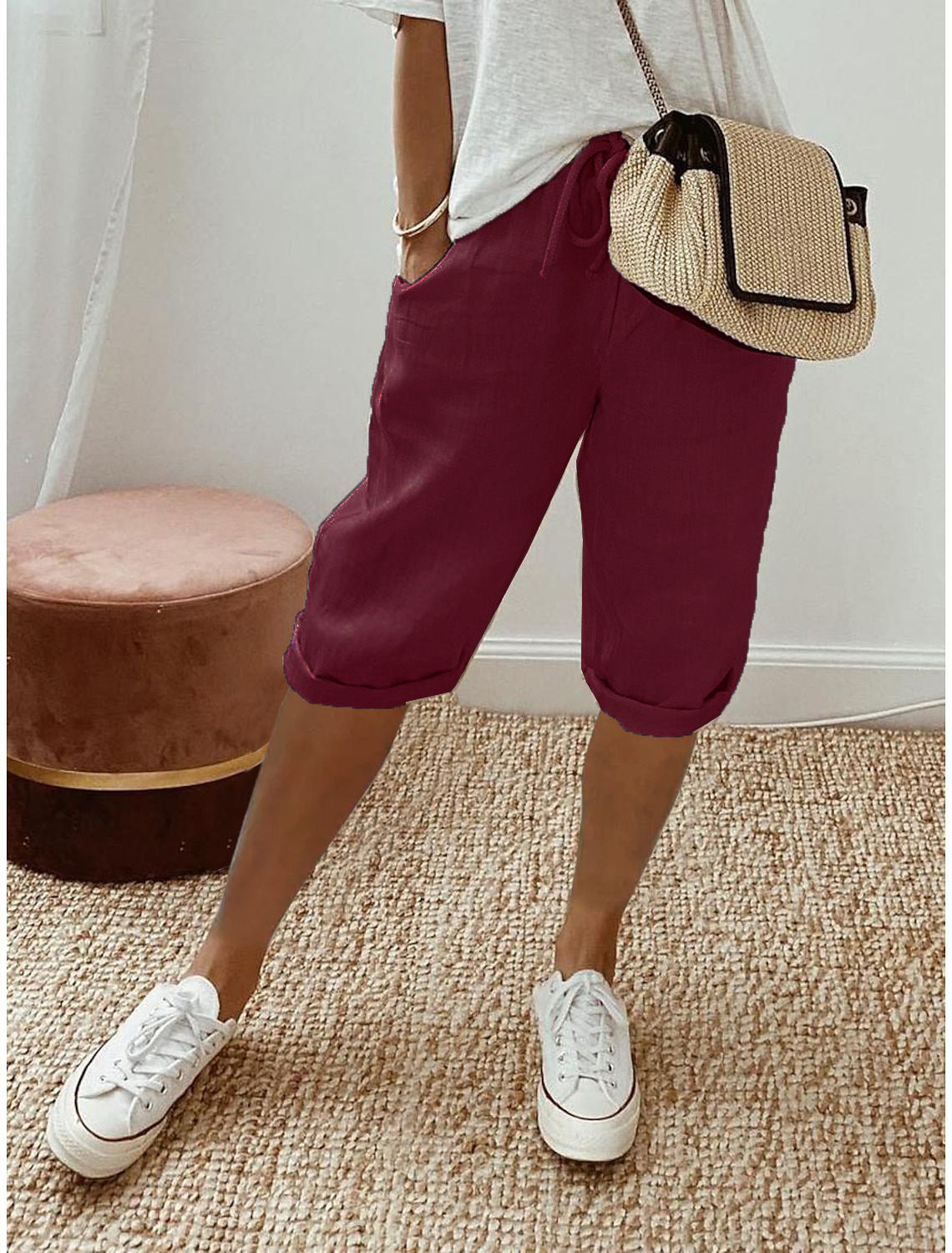 Sofia •  Pantalón capri de lino elegante