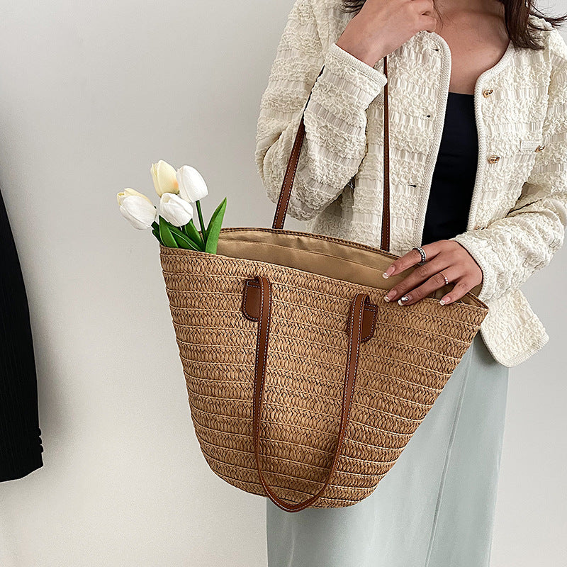 Éloise • Bolso tote de rafia premium