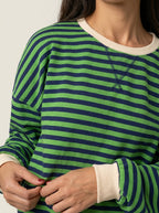 Isabella - Camiseta Manga Larga a Rayas con Cuello Redondo