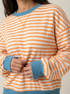 Isabella - Camiseta Manga Larga a Rayas con Cuello Redondo