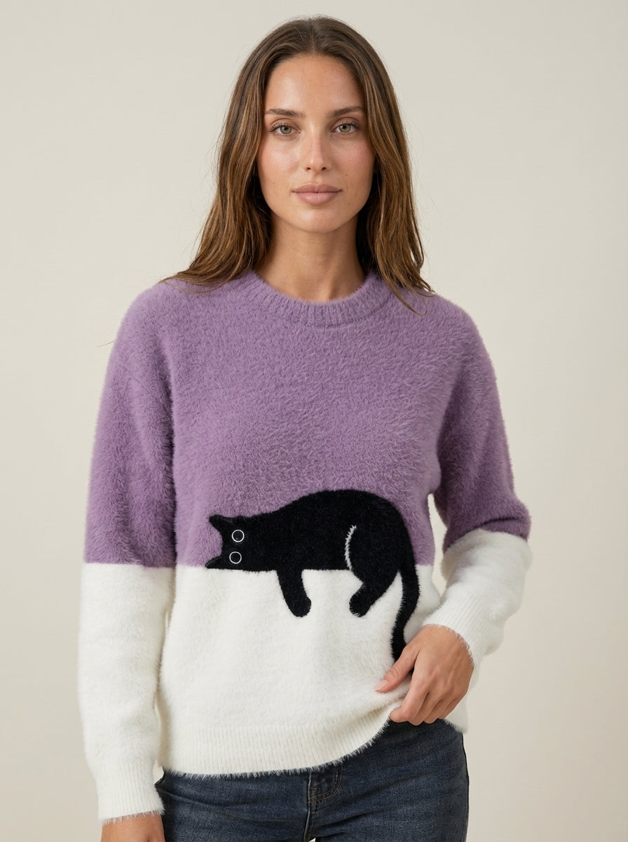 Luna - Sudadera para Mujer con Gráfico de Gato