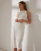 Vivienne •  Vestido midi minimalista texturizado