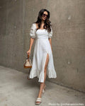 Isabelle •  Vestido midi elegante con abertura lateral