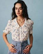 Camille •  Blusa floral romántica con cuello delicado