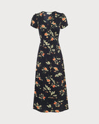 Aurora •   Vestido floral midi con escote en V
