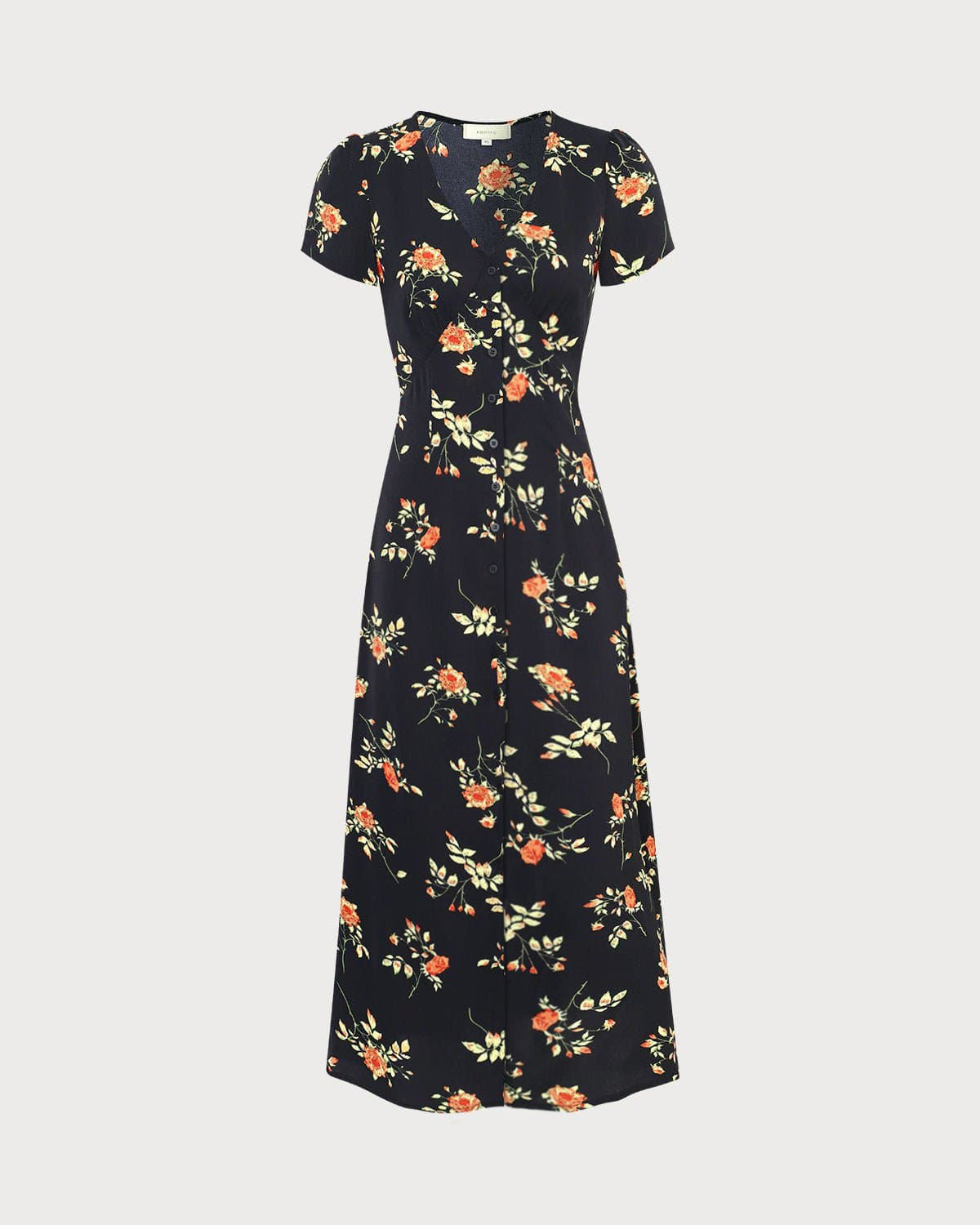 Aurora •   Vestido floral midi con escote en V