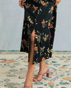 Aurora •   Vestido floral midi con escote en V