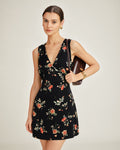 Celeste •  Vestido floral elegante con escote en V