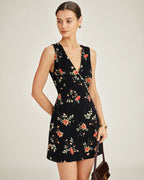 Celeste •  Vestido floral elegante con escote en V