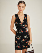 Celeste •  Vestido floral elegante con escote en V